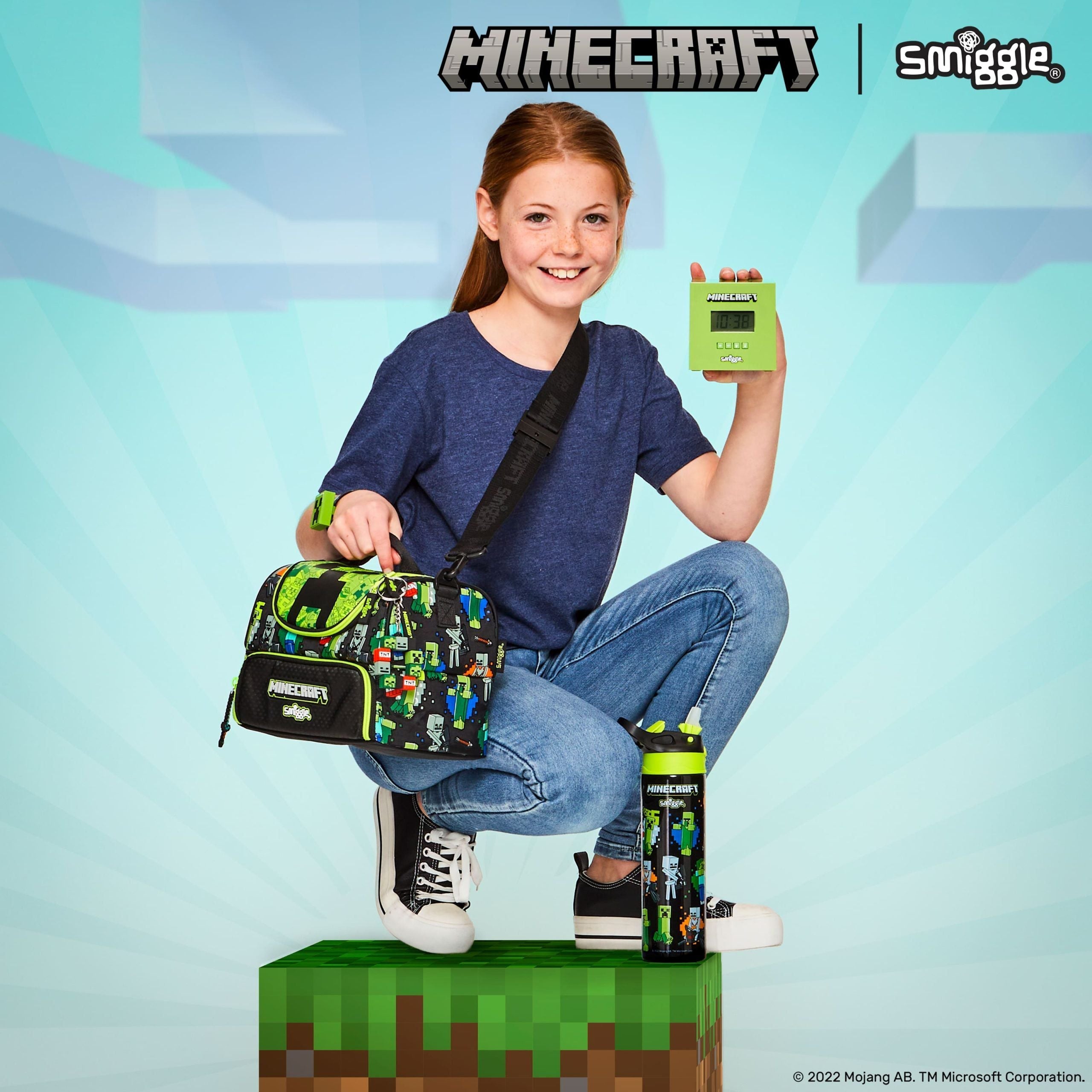 Smiggle - Minecraft Projektörlü Işıklı Dijital Masa Saati - Görsel 3